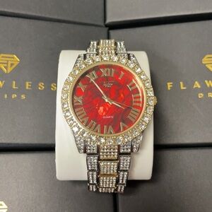 Iced Out Two Tone Gold Red Face CZ Watch | Hip Hop